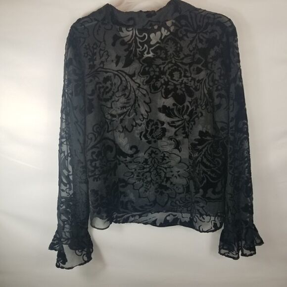 Worthington Semi Sheer Velvety Black Blouse. Sz 12 - Picture 12 of 13